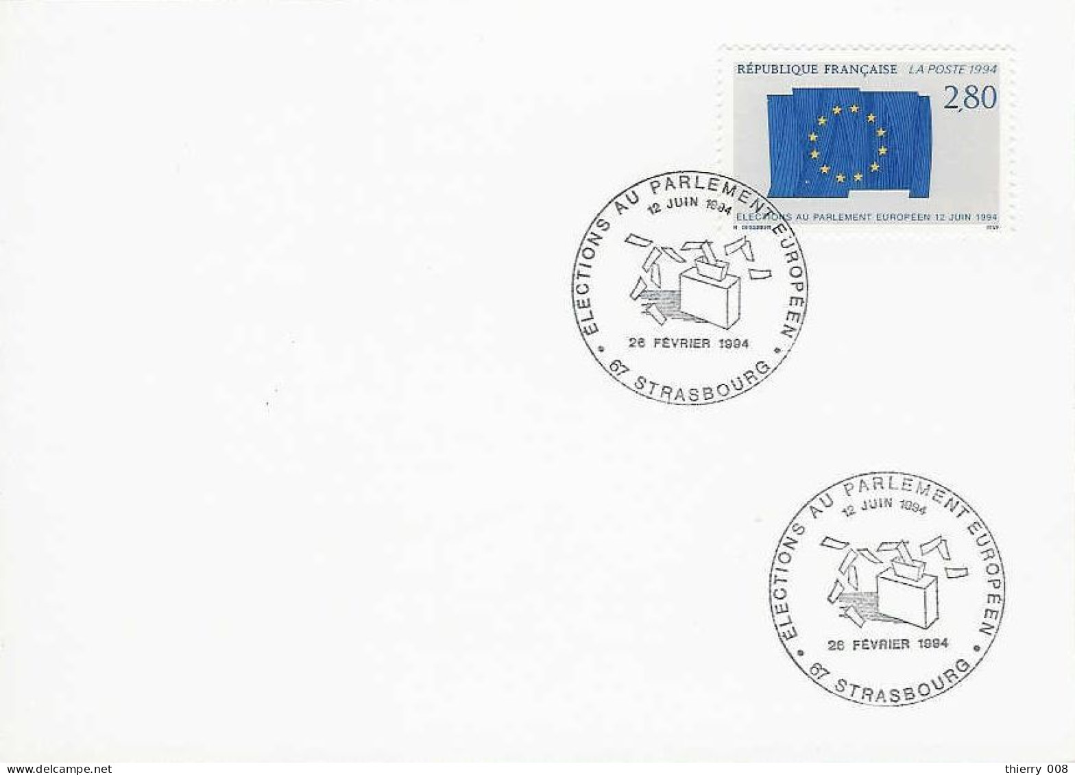 2860 2  Premier Jour  Elections Au Parlement Européen  Strasbourg 67 Bas Rhin  26 Février 1994 - 1990-1999