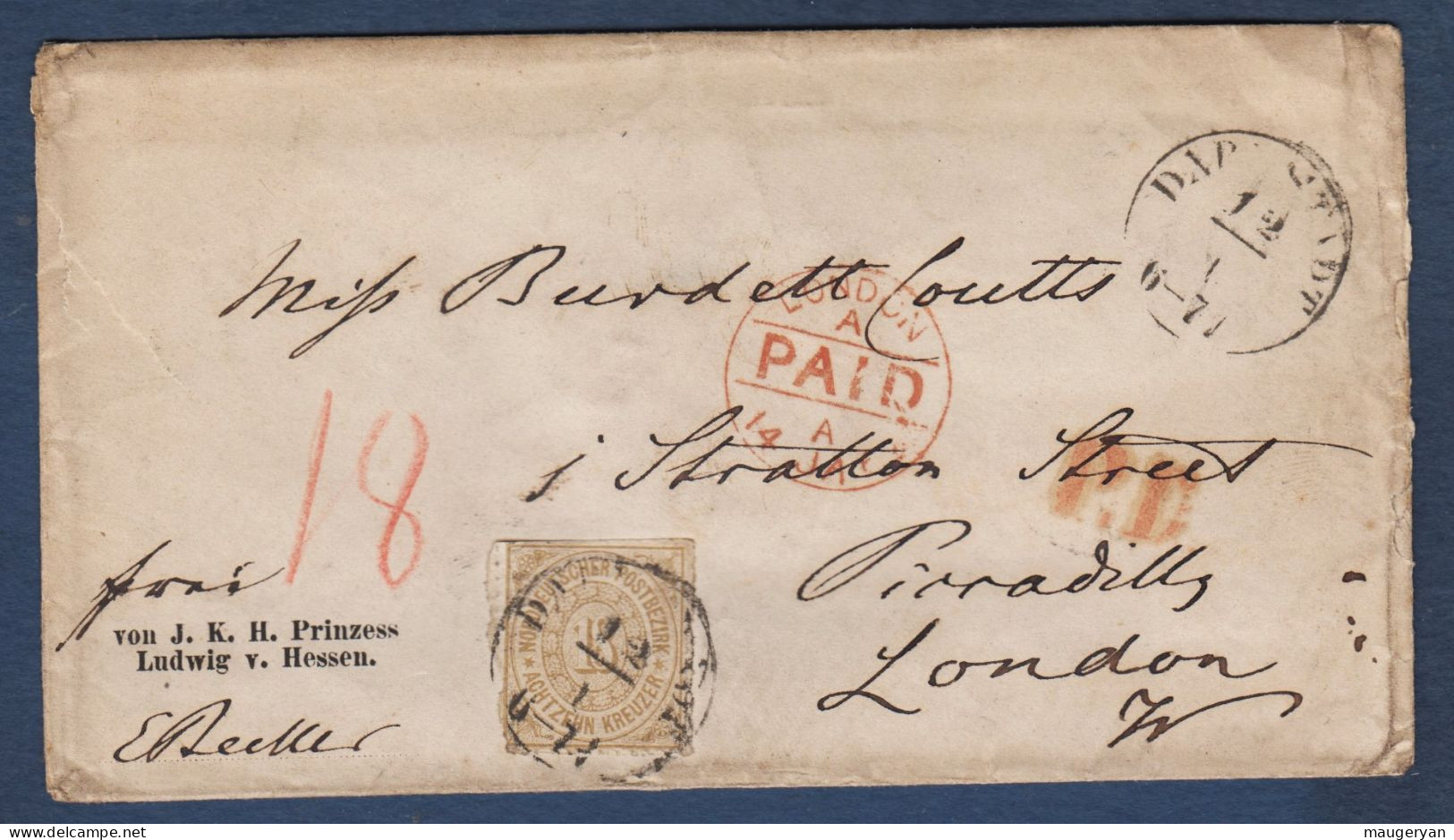 Conf. Allemagne Du Nord - Lettre Pour Londres - Storia Postale