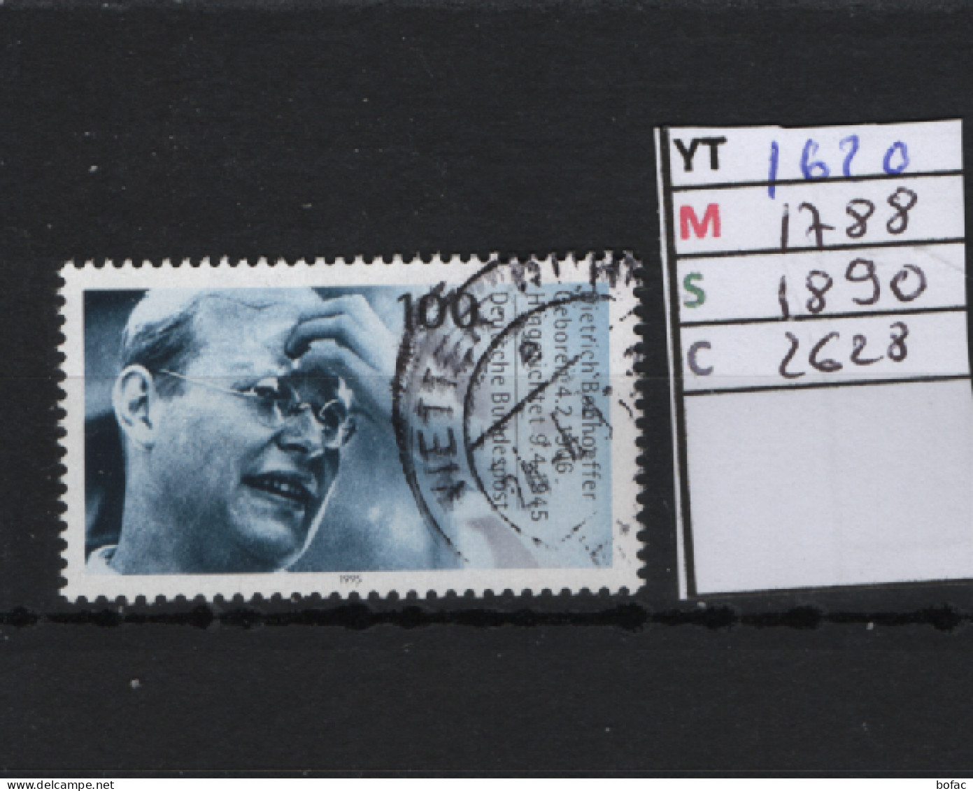 PRIX F. Obl 1620 YT 1788 MIC 1890 SCO 2628 GIB Dietrich Bonhoeffer 1995 75/12 - Used Stamps