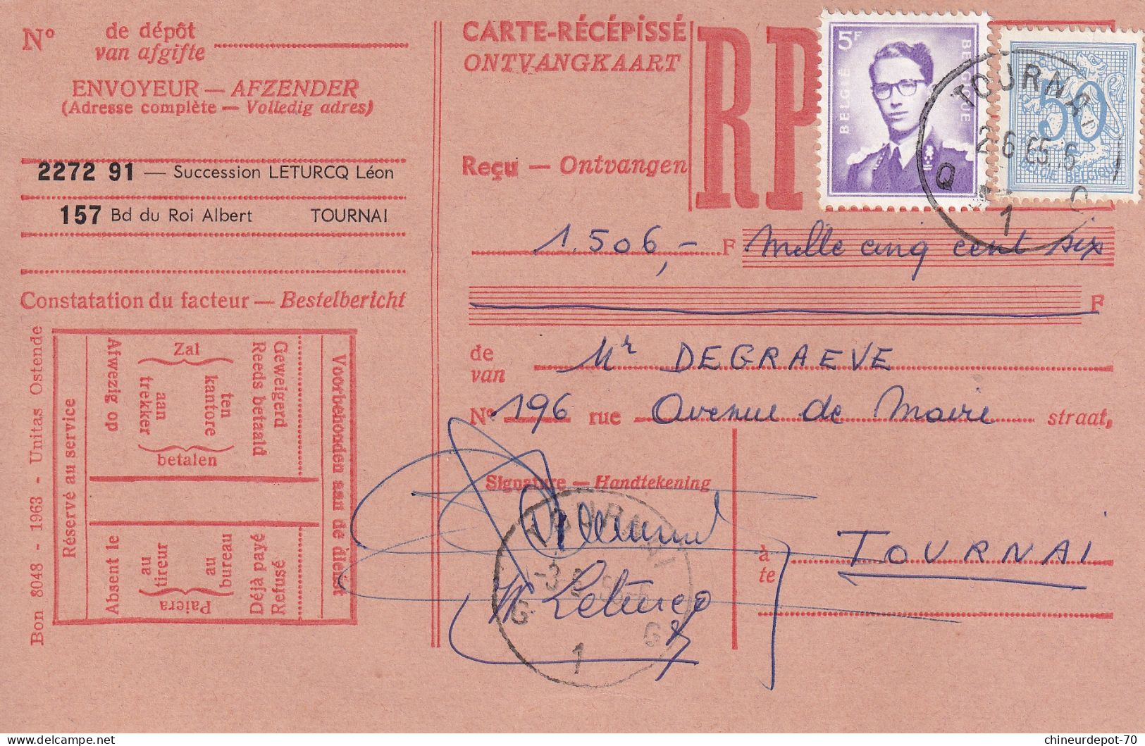 Belgique Carte De Récépissé - Covers