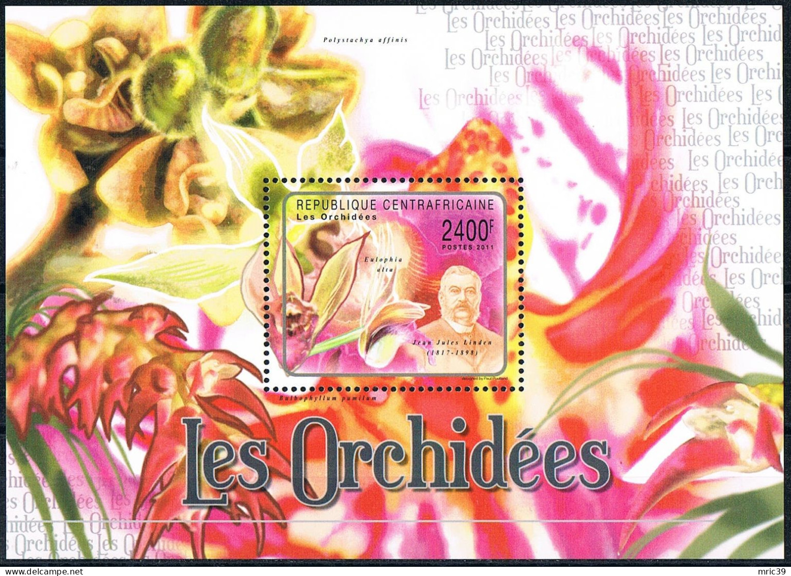 Bloc Sheet Fleurs Orchidées Flowers Orchids  Neuf  MNH **  Central Africa Centrafricaine 2011 - Orchidées