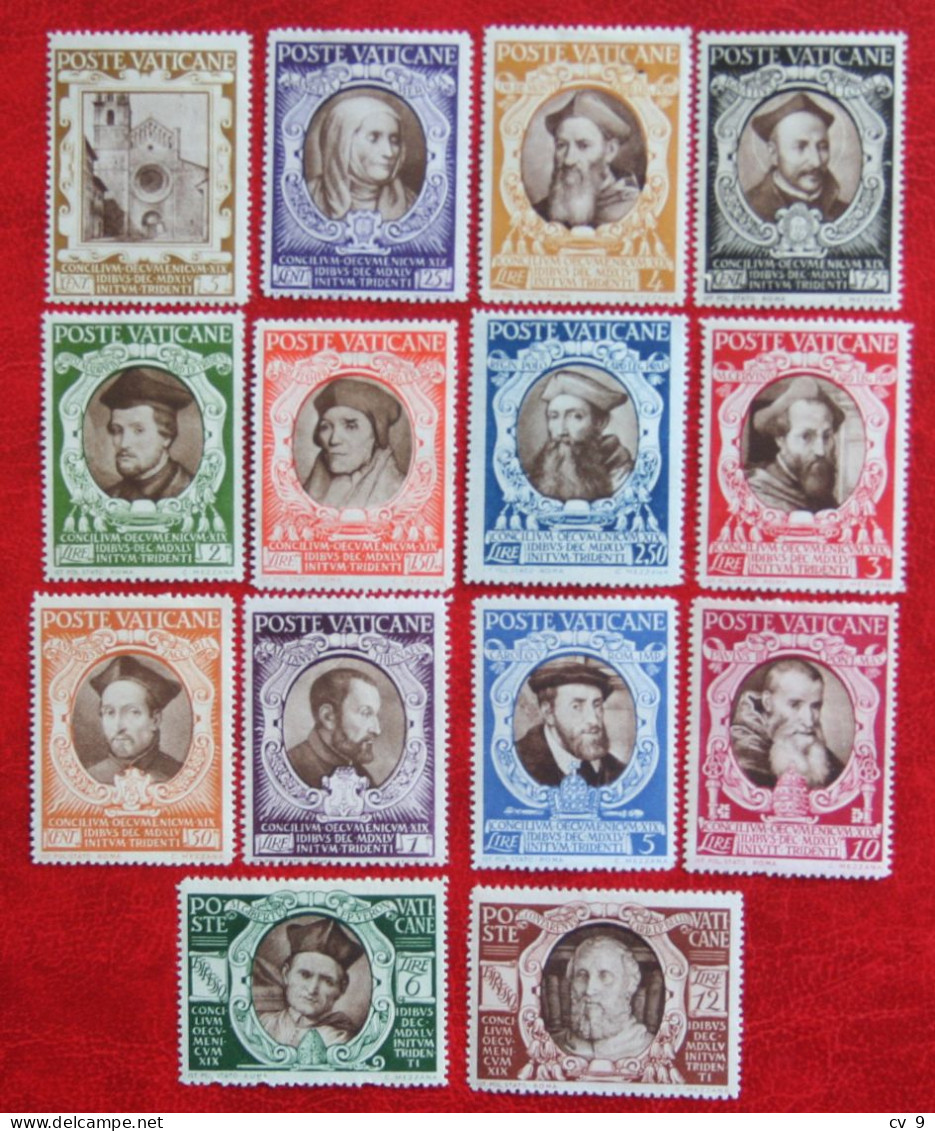 Concilie Van Trente 400 Jaar 1946 Mi 126-139 Yv 128-139 E9-E10 Ongebruikt MH * VATICANO VATICAN VATICAAN - Unused Stamps