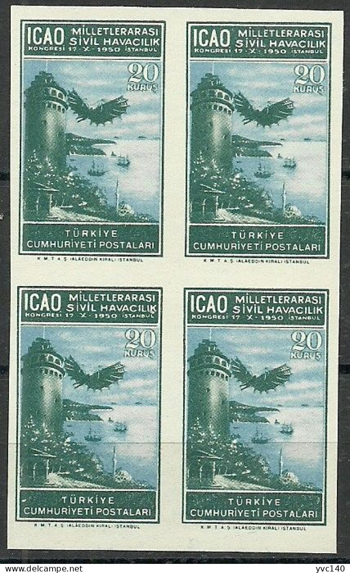 Turkey; 1950 ICAO Regional Congress 20 K. ERROR "Imperf. Block Of 4" MNH** - Nuovi