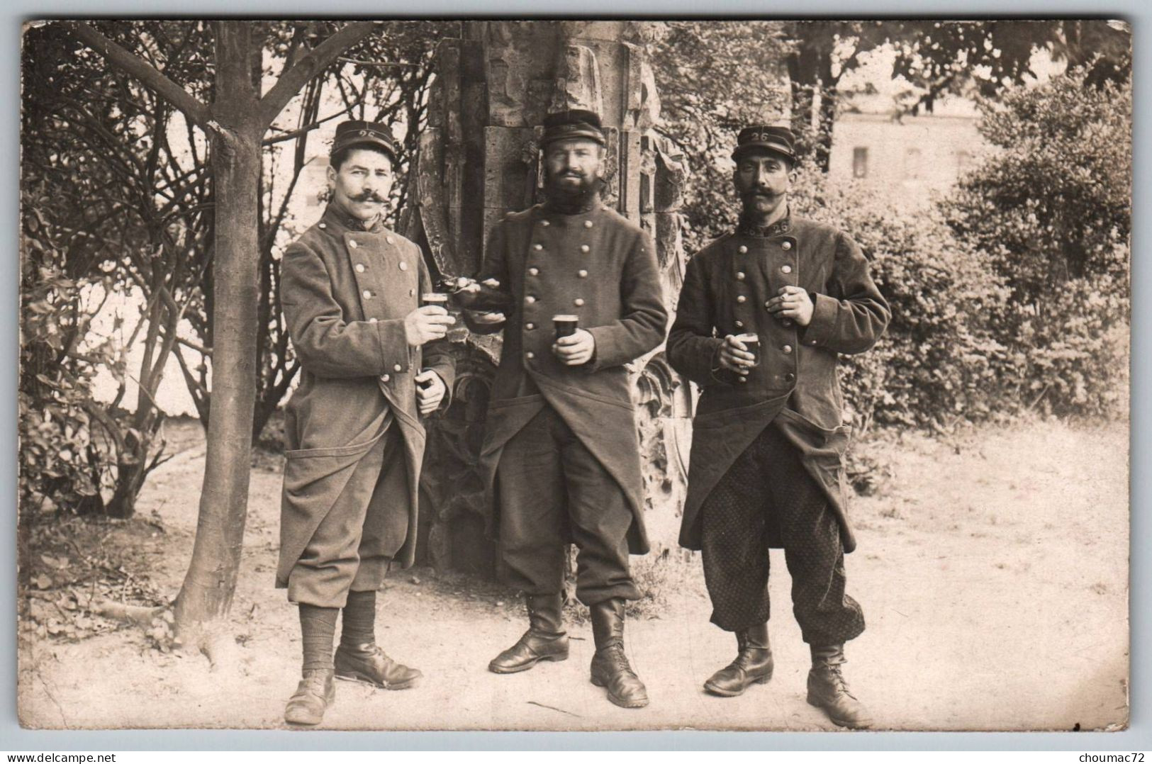 WW1 294, Carte Photo Bouillard, Vincennes Juin 1915, 3 Poilus Du 26e BCP Bataillon De Chasseurs à Pied - War 1914-18
