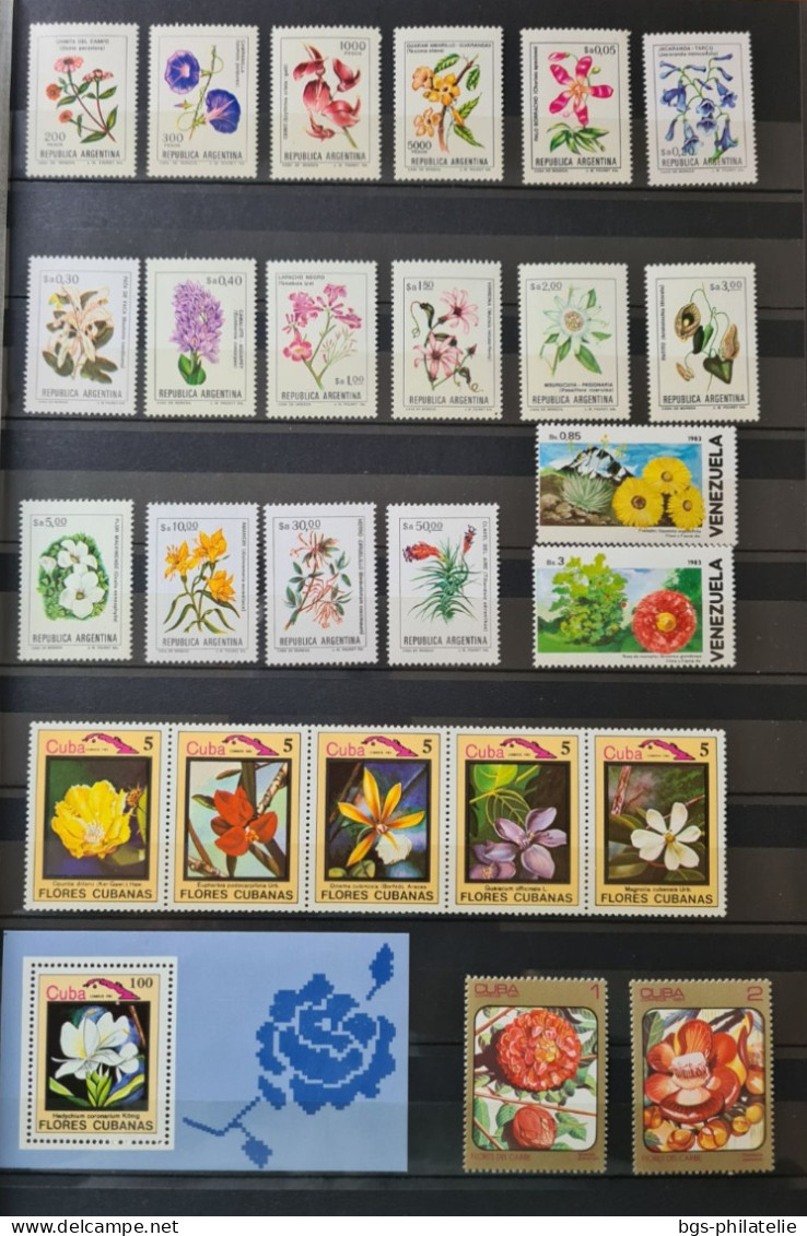 Collection de timbres sur le thème des Fleurs.