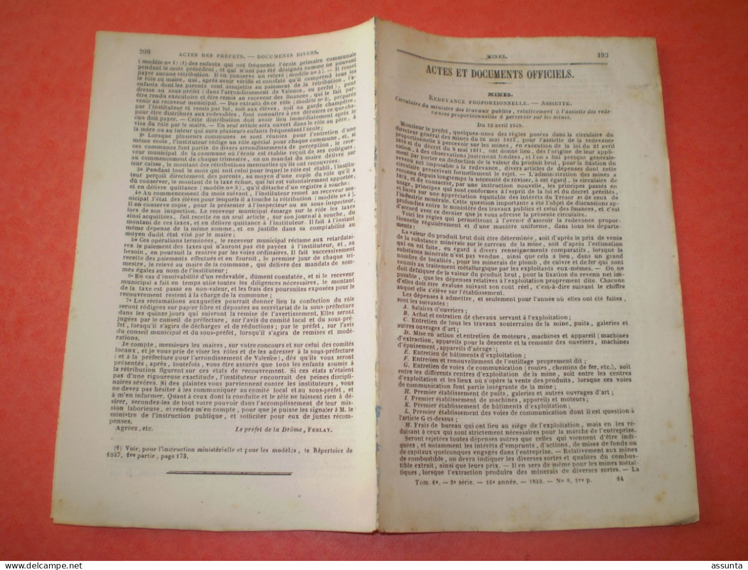 Redevance Sur Mines. Poste Aux Lettres Mode D'emploi Des Timbres Au 1er Janvier 1849. Etat De Siège. Gardes Champêtres. - Décrets & Lois