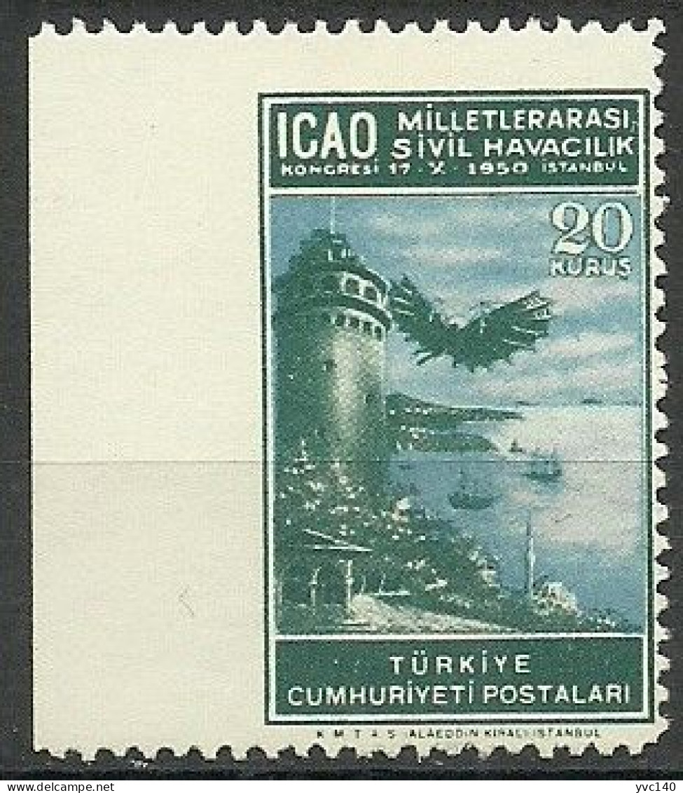 Turkey; 1950 ICAO Regional Congress 20 K. ERROR "Imperf. Edge" MNH** - Nuevos