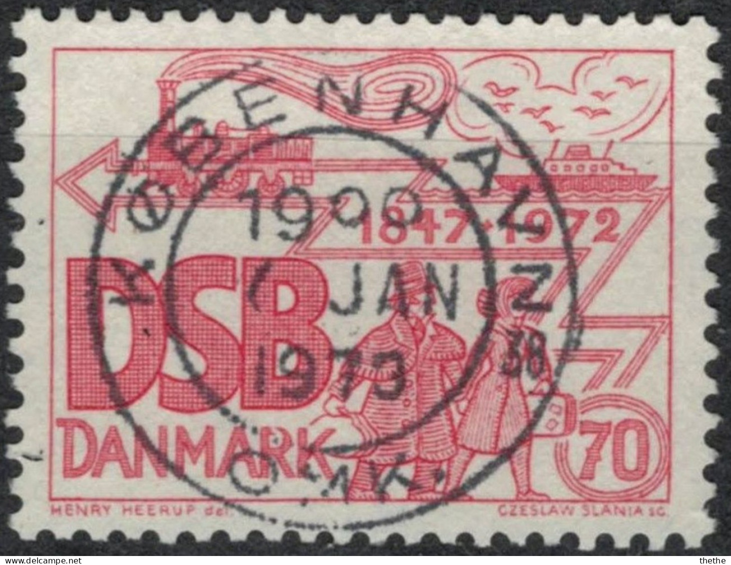 DANEMARK -  Locomotive « Odin », Navire Et Passagers - O 18 DEC 1972 - Used Stamps