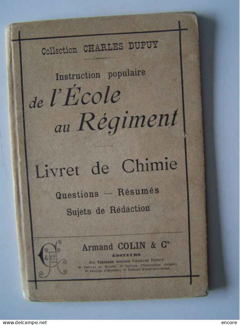 INSTRUCTION POPULAIRE DE L'ECOLE AU REGIMENT. LIVRET DE CHIMIE.   100_3768 - 12-18 Jaar