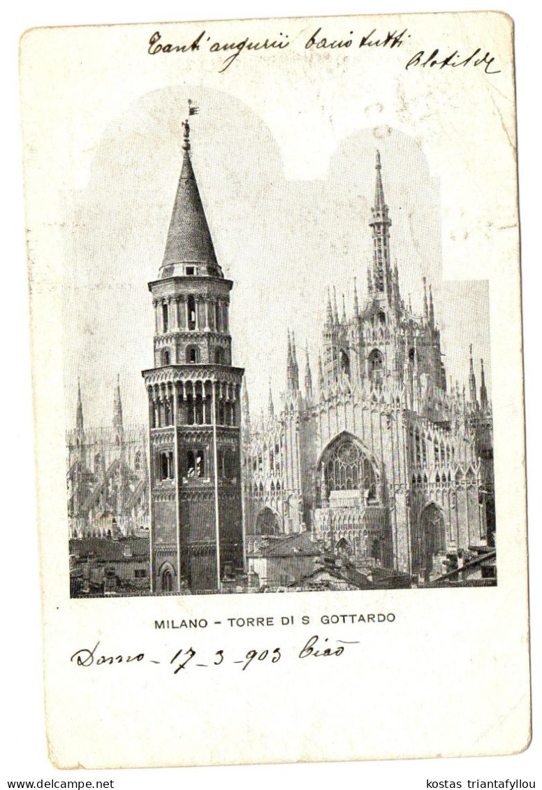 1.7.12 ITALY, MILANO, TORRE DI S. GOTTARDO,1903, POSTCARD - Milano (Milan)