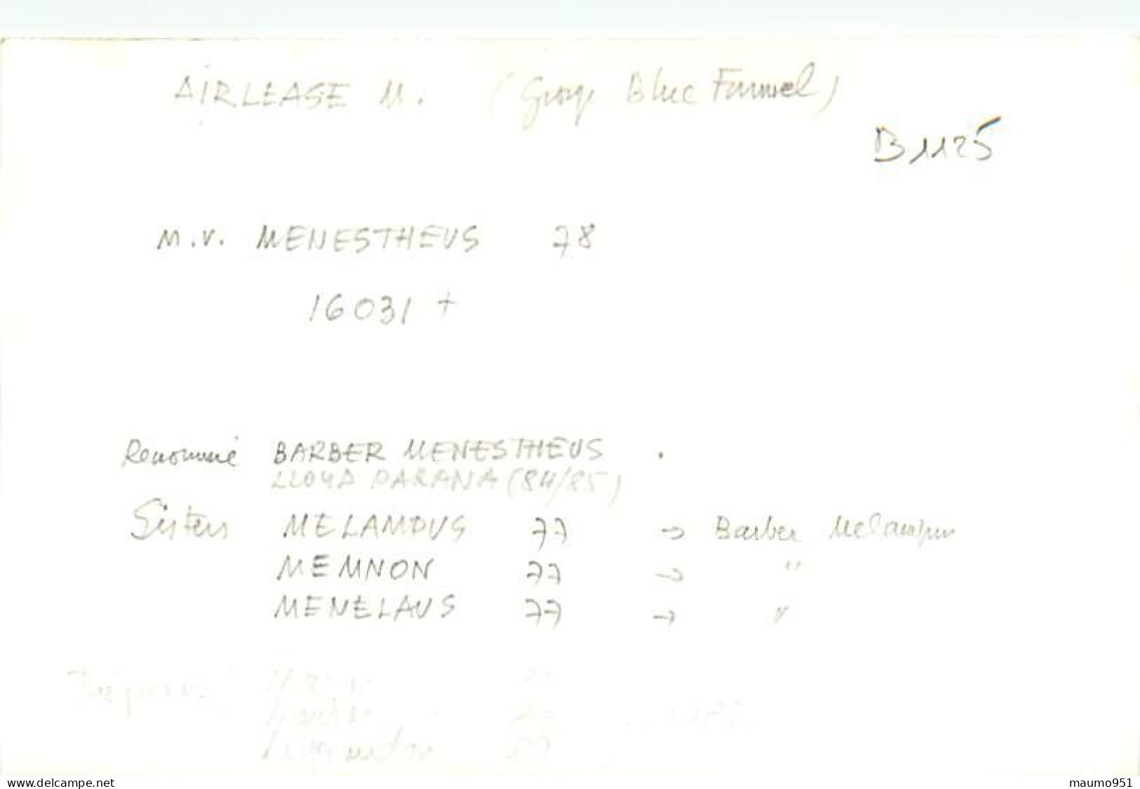 1125 CLICHE BATEAU PREFIXE M.V. - LE MENESTHEUS DE 1978 - CATEGORIE 16031 TONNES - FORMAT CPA N° B 1125 - Barcos