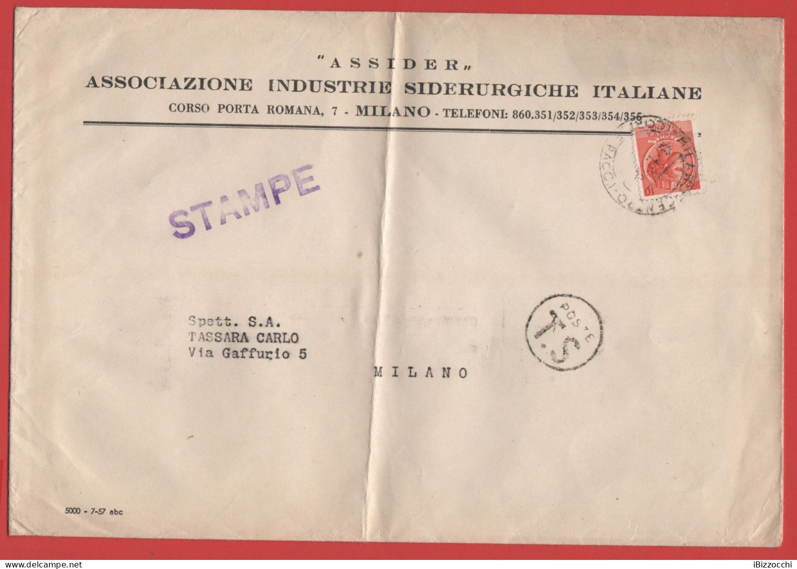 ITALIA - Storia Postale Repubblica - 1958 - 10 Antica Moneta Siracusana (isolato) - STAMPE - Viaggiata Da Milano Per Mil - 1946-60: Poststempel