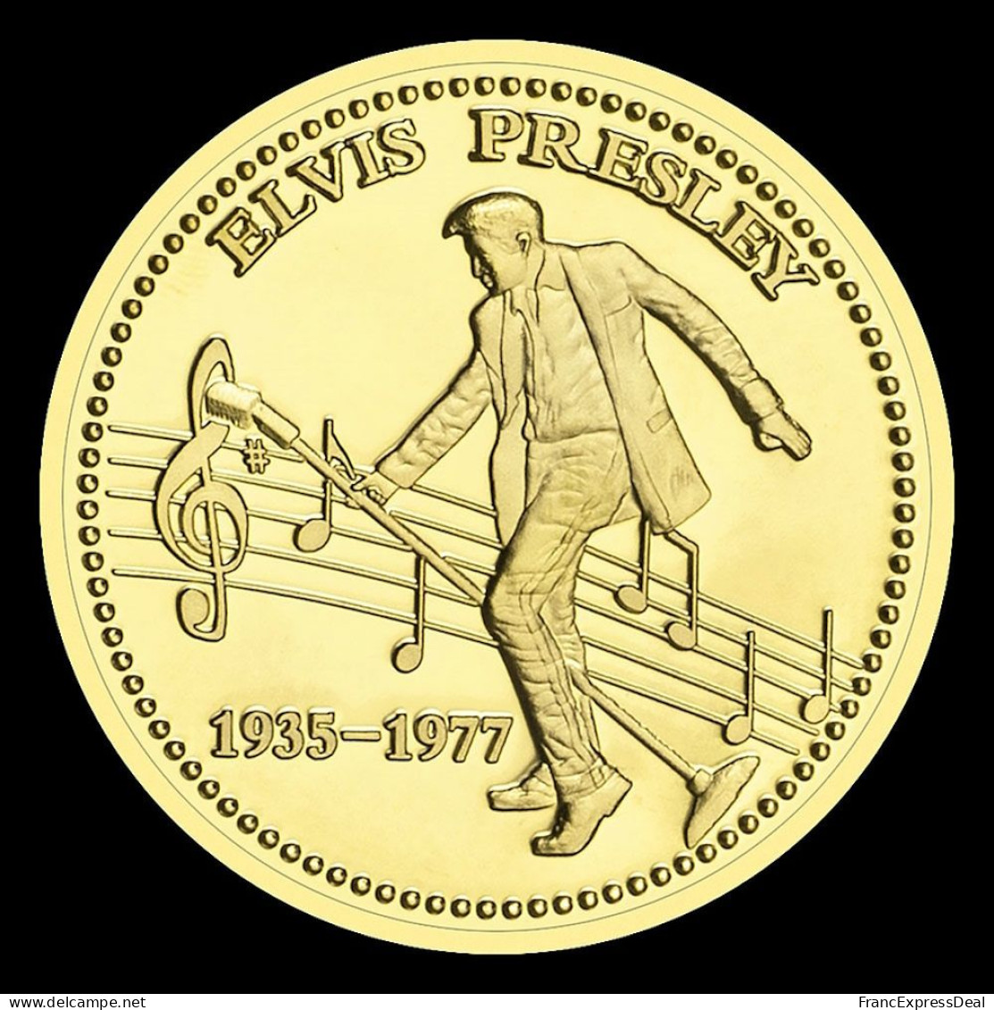 Pièce Médaille NEUVE Plaquée Or - Elvis Presley The King - Sonstige & Ohne Zuordnung