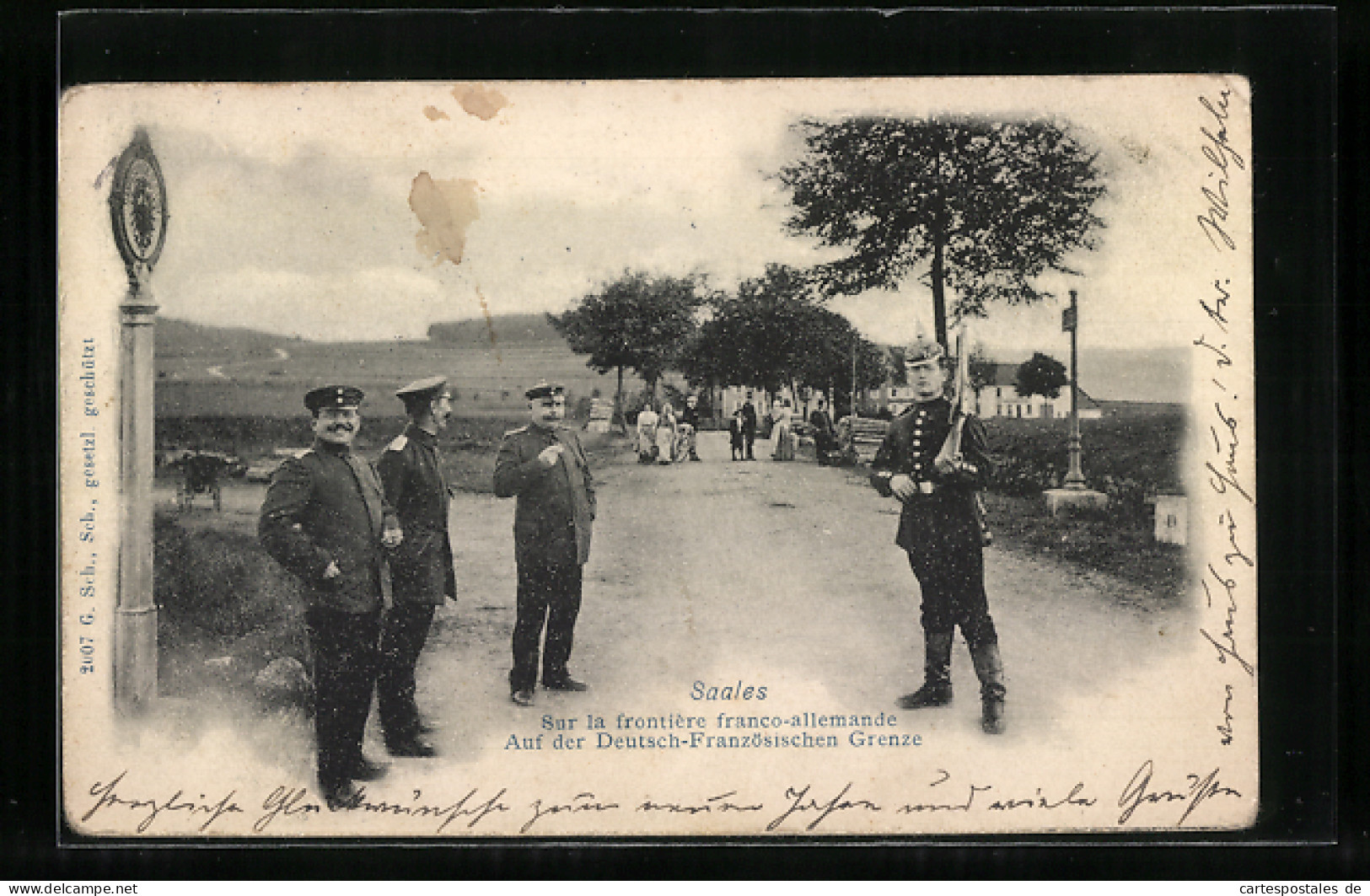 AK Saales, Soldaten Auf Der Deutsch-Französischen Grenze  - Dogana