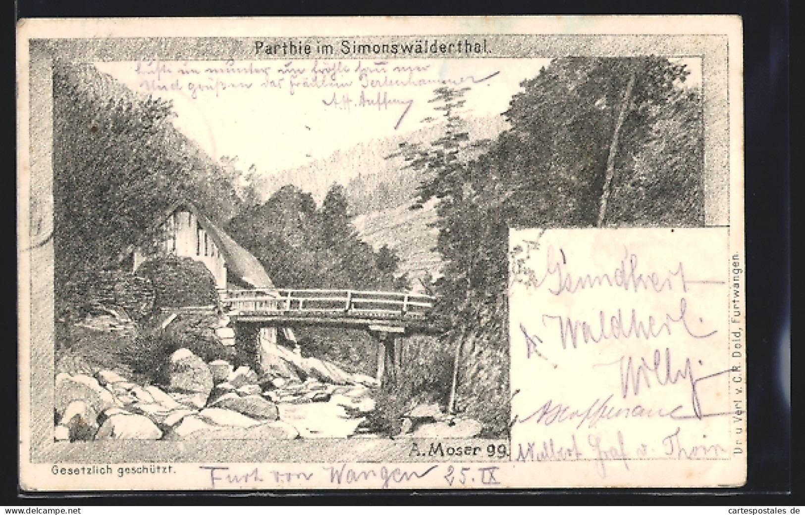 AK Furtwangen, Simonswälderthal, Bach Mit Brücke Im Wald  - Furtwangen