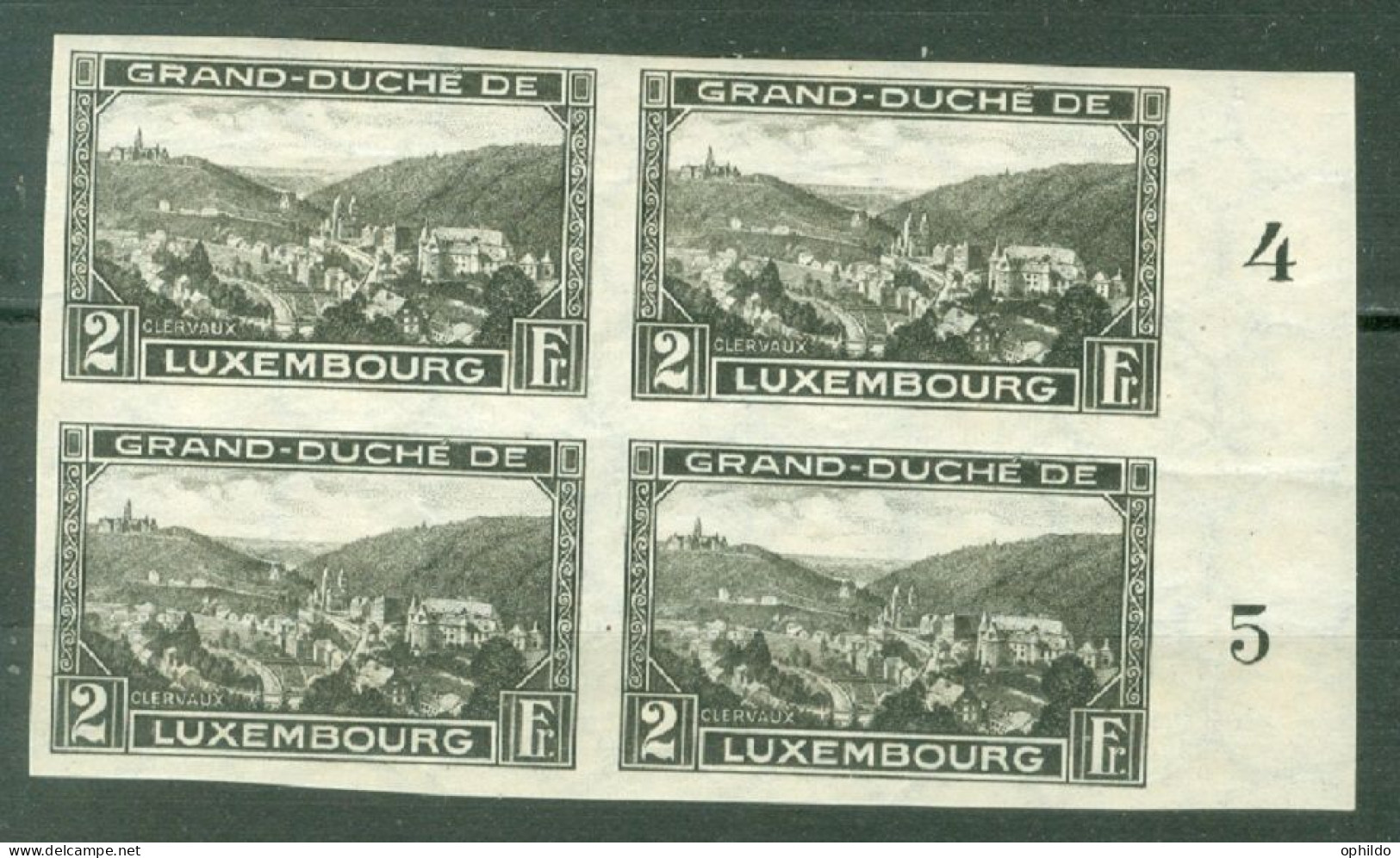 Luxembourg Yvert 274 En Bloc 4 Ou Michel 282 */ * * TB Voir Scan Et Description - Unused Stamps