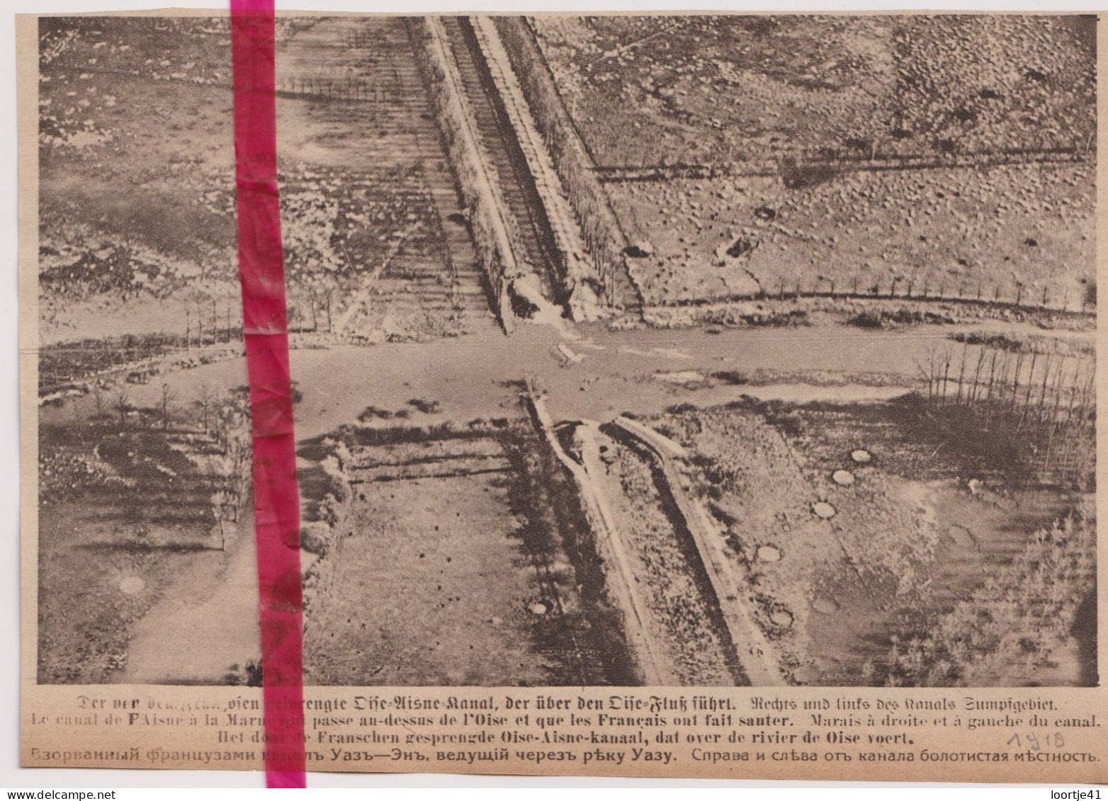 Oorlog Guerre 14/18 - Front, Luchtfoto, Vue Aerienne Canal Oise Aisne - Orig. Knipsel Coupure Tijdschrift Magazine  1918 - Unclassified