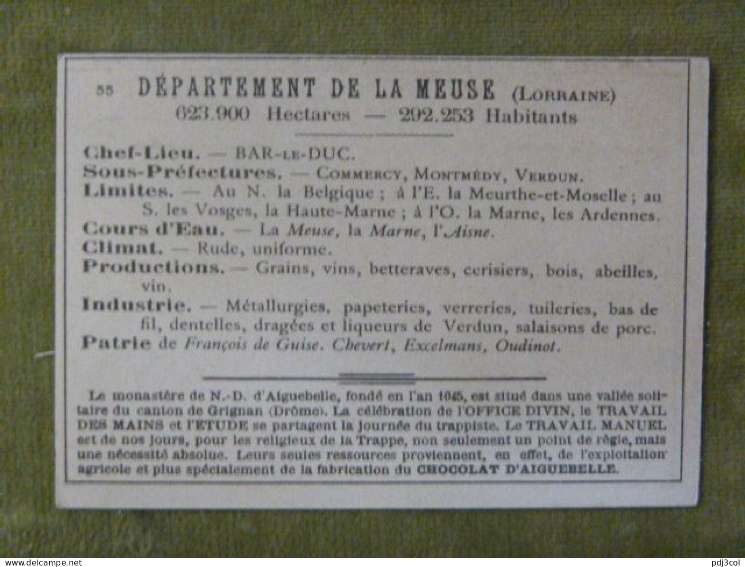 Lot De 10 Chromos - Départements - Charente, Meuse, Oise, Bouches Du Rhône, Nièvre, Corrèze, Nord, Aveyron.... - Aiguebelle