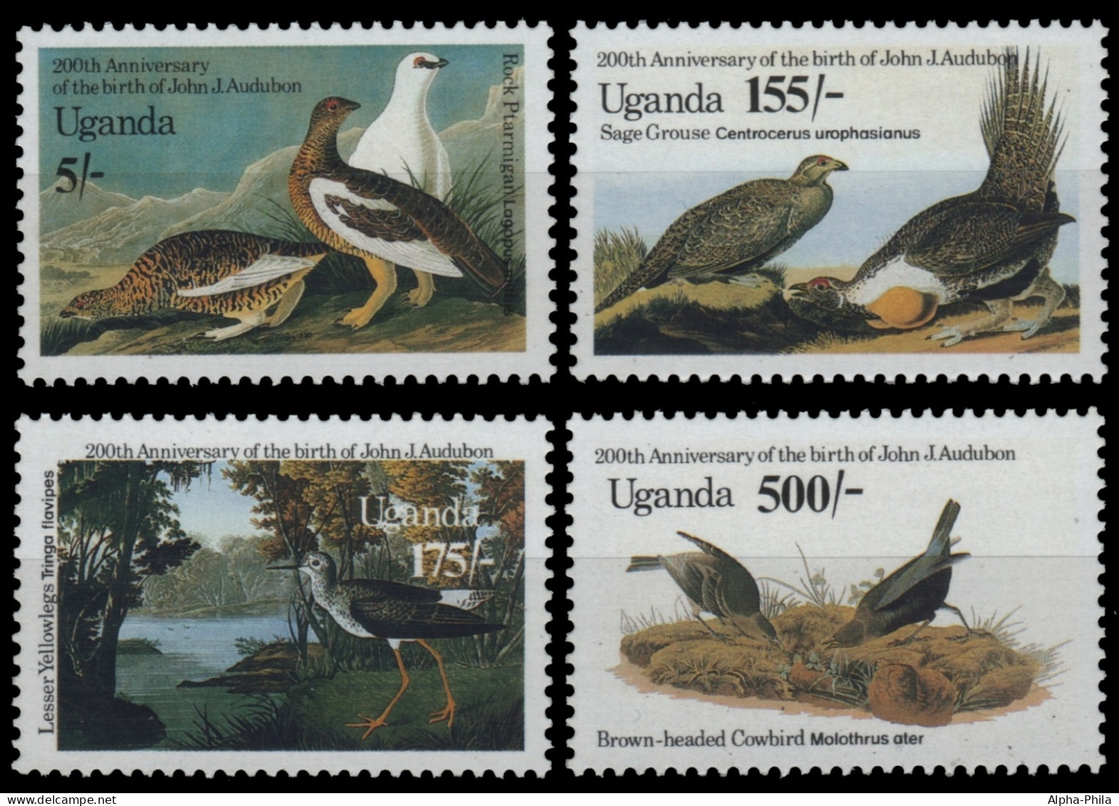 Uganda 1985 - Mi-Nr. 449-452 ** - MNH - Vögel / Birds - Audubon - Oeganda (1962-...)