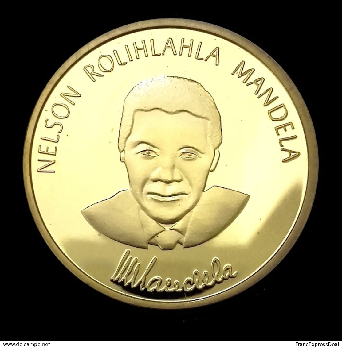 Pièce Médaille NEUVE Plaquée Or - Nelson Mandela Robben Island - Altri & Non Classificati