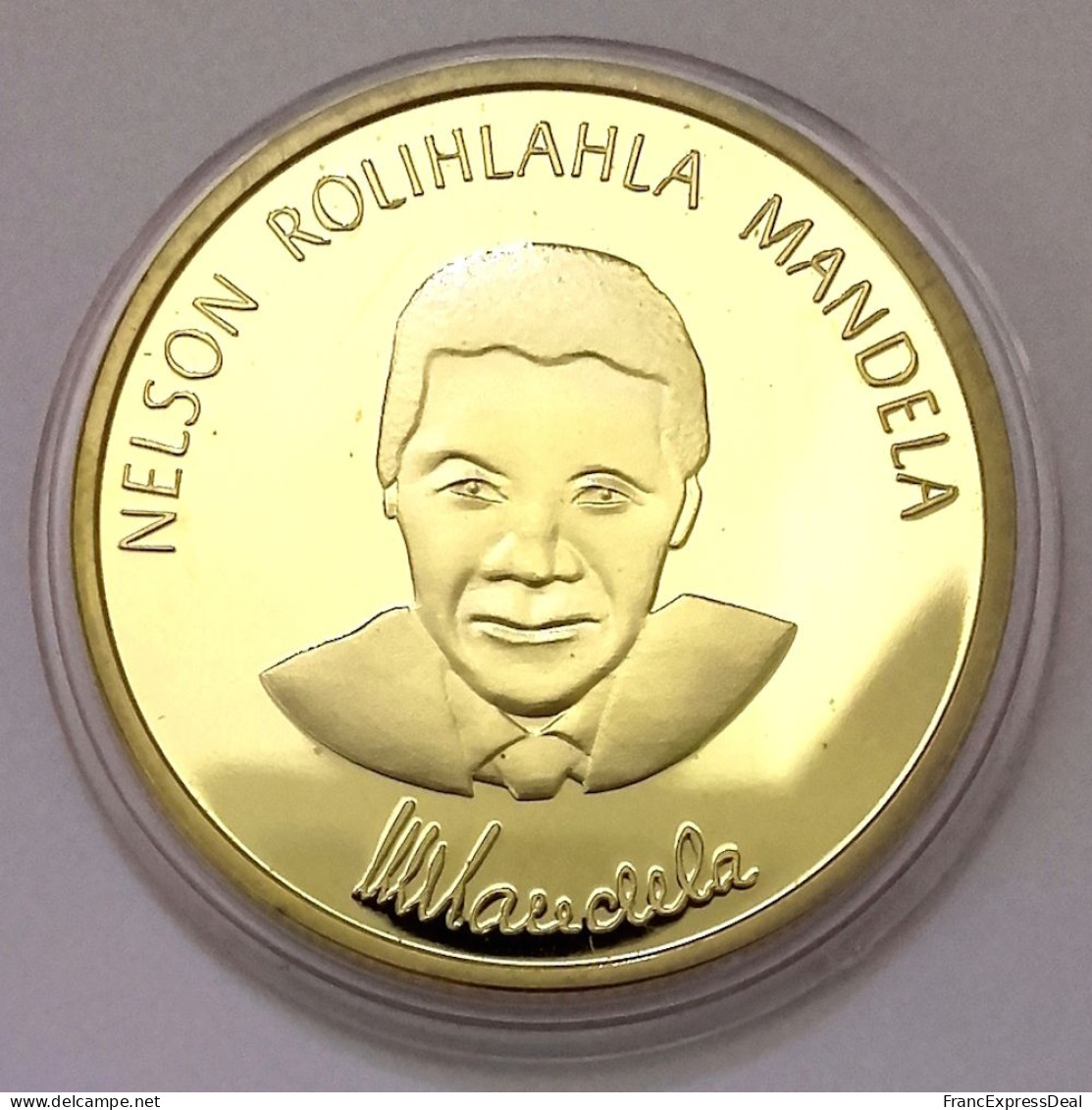 Pièce Médaille NEUVE Plaquée Or - Nelson Mandela Robben Island - Autres & Non Classés