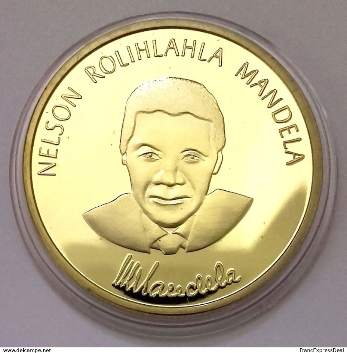 Pièce Médaille NEUVE Plaquée Or - Nelson Mandela Robben Island - Altri & Non Classificati