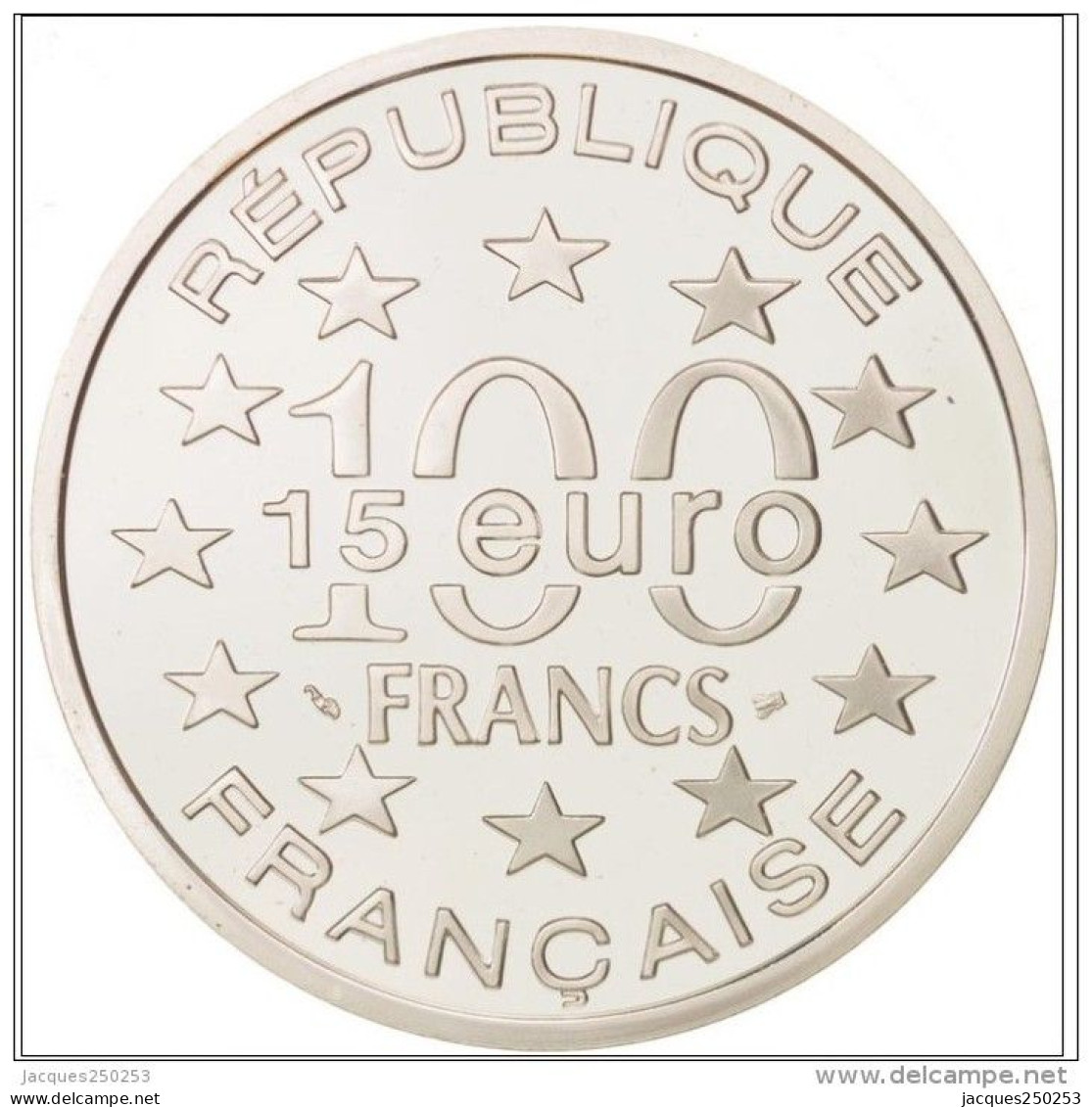 100 Francs-15 Euro Argent 1996 Grand' Place Bruxelles Sous Capsules - Autres & Non Classés