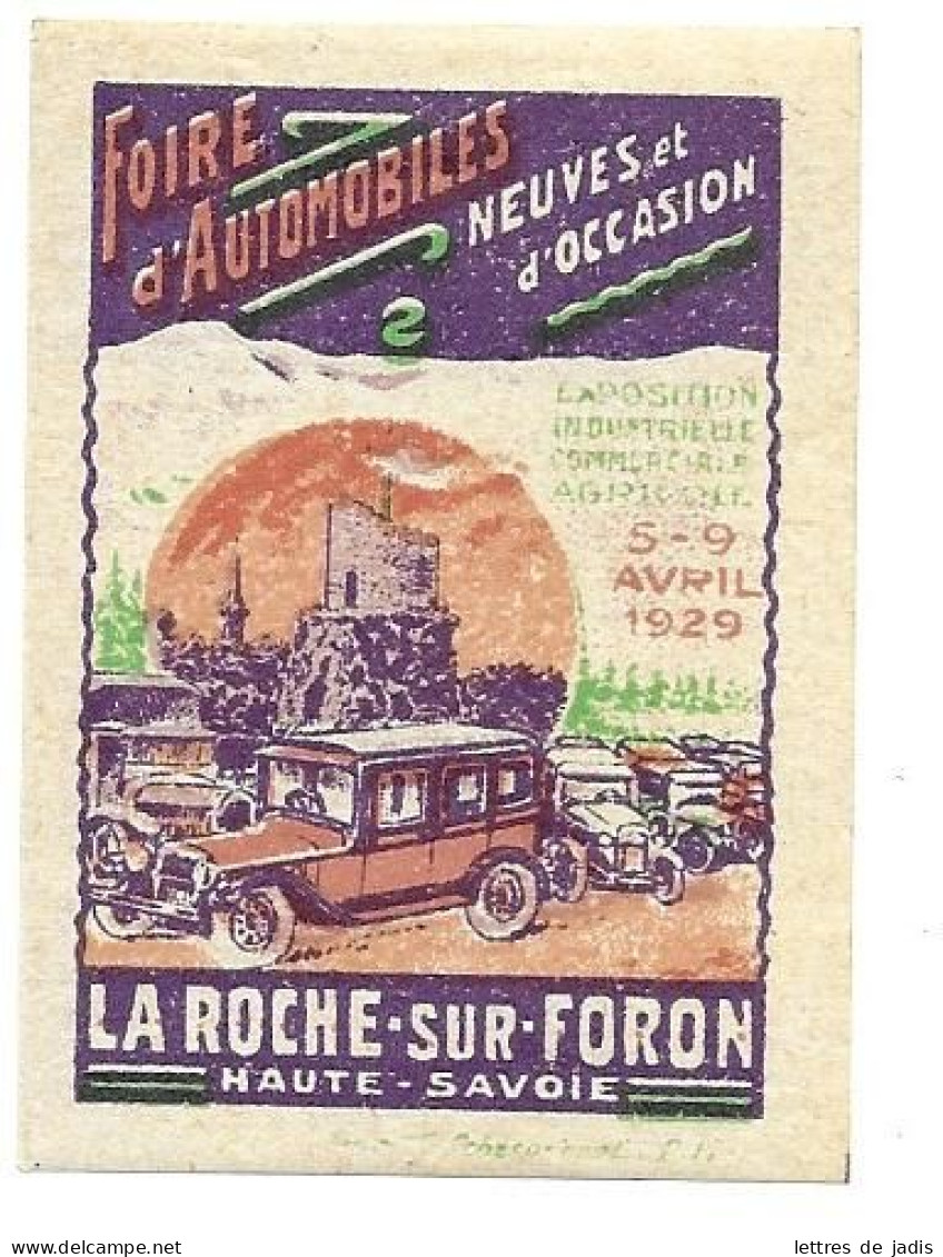 Vignette FOIRE AUTOMOBILE LA ROCHE SUR FORON  1929 TB - Tourisme (Vignettes)