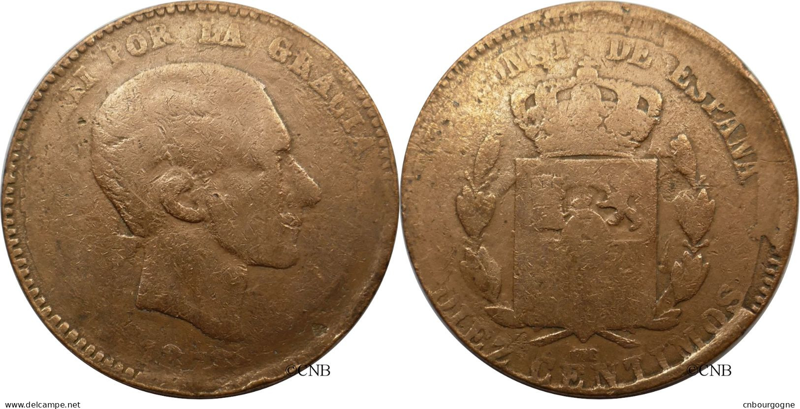 Espagne - Royaume - Alphonse XII - 10 Centimos 1878 OM Faux D'époque - TB Mal Frappée - Mon5352 - Erstausgaben