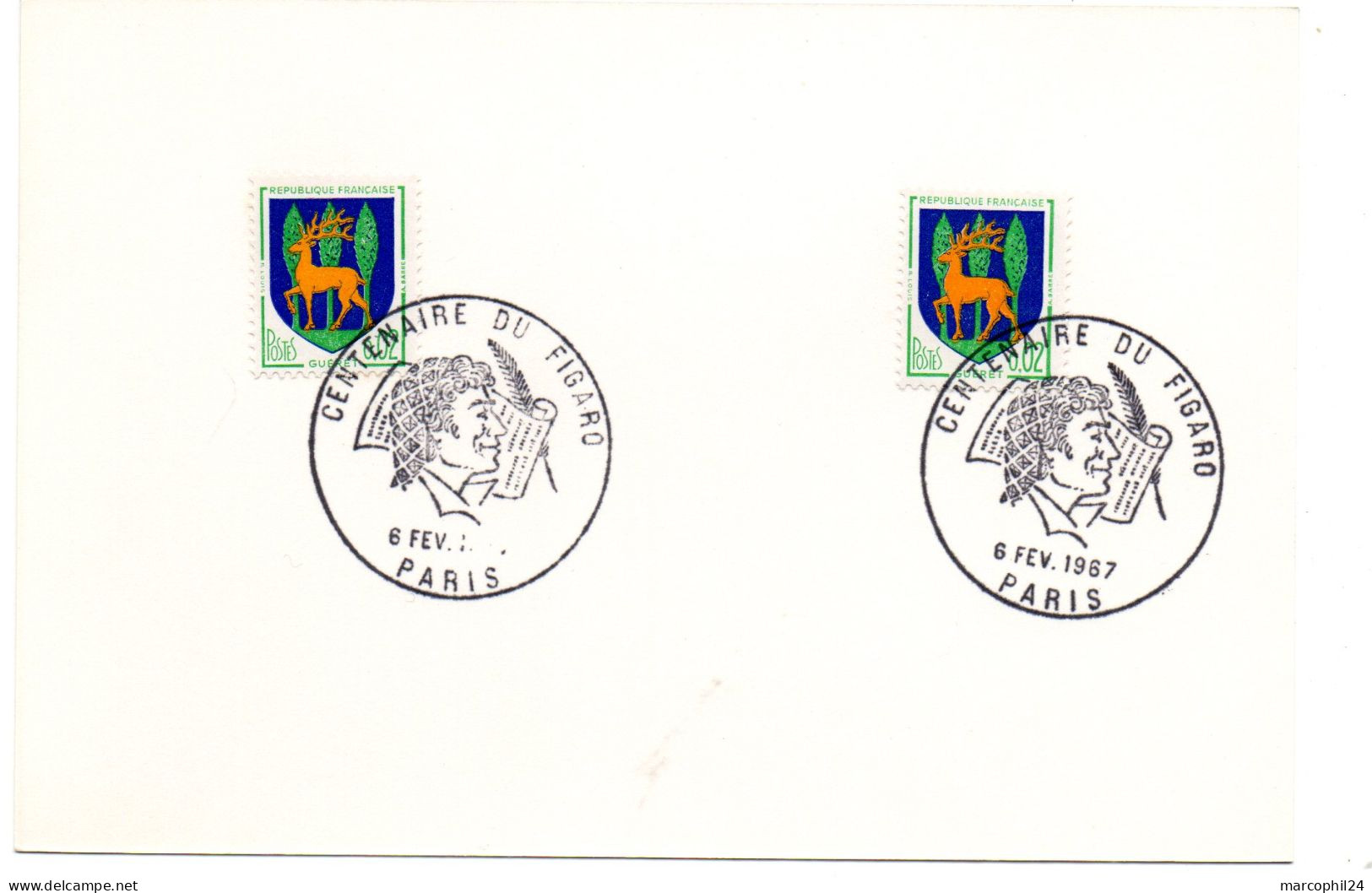 ECRIVAIN / BEAUMARCHAIS = 75 PARIS 1967 = CACHET Illustré = CENTENAIRE FIGARO - Schrijvers