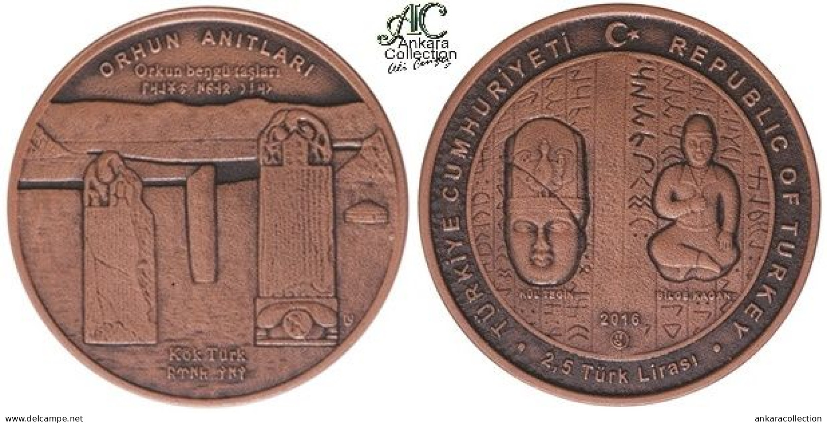 AC - ORKHON MONUMENT'S INSCRIPTIONS COMMEMORATIVE OXIDE BRONZE COIN  UNCIRCULATED TURKEY 2016 - Turquia