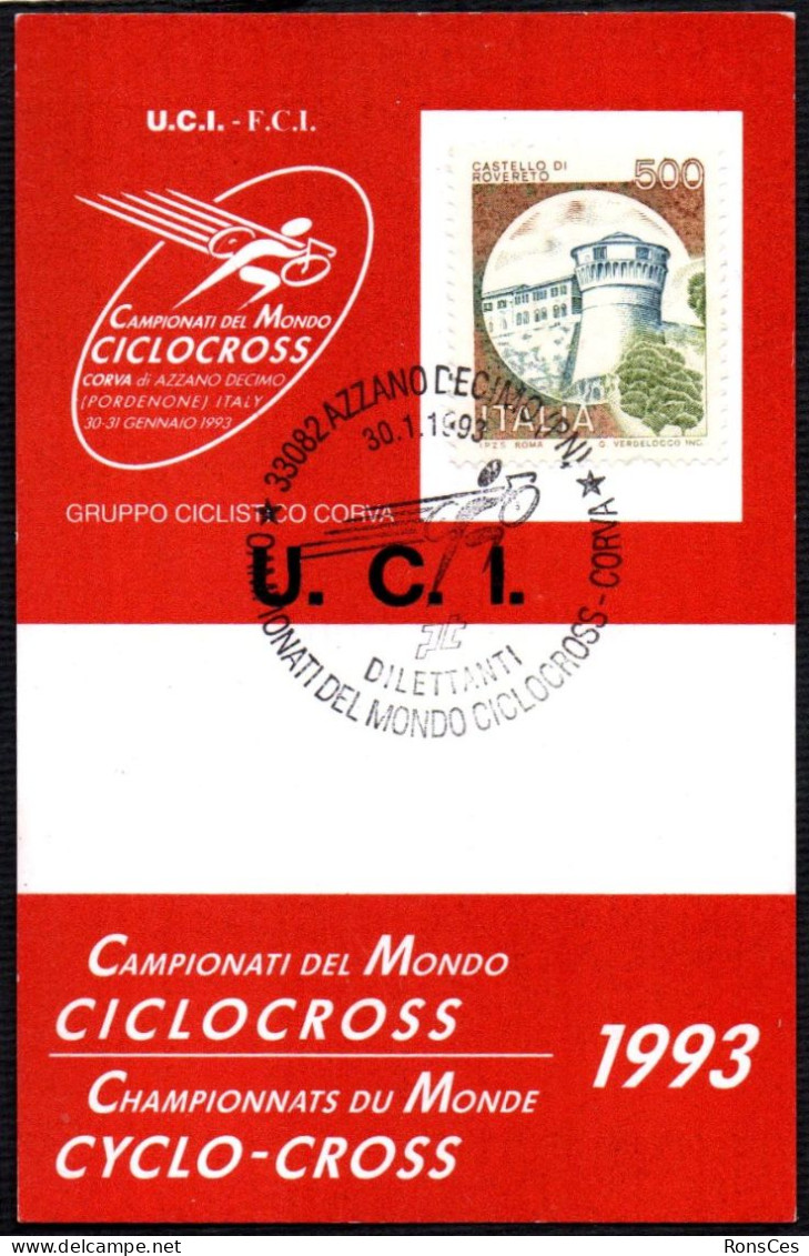 CYCLING - ITALIA AZZANO DECIMO (PN) 1993 - CAMPIONATI DEL MONDO DI CICLOCROSS DILETTANTI - CORVA - PASS U.C.I. - A - Ciclismo