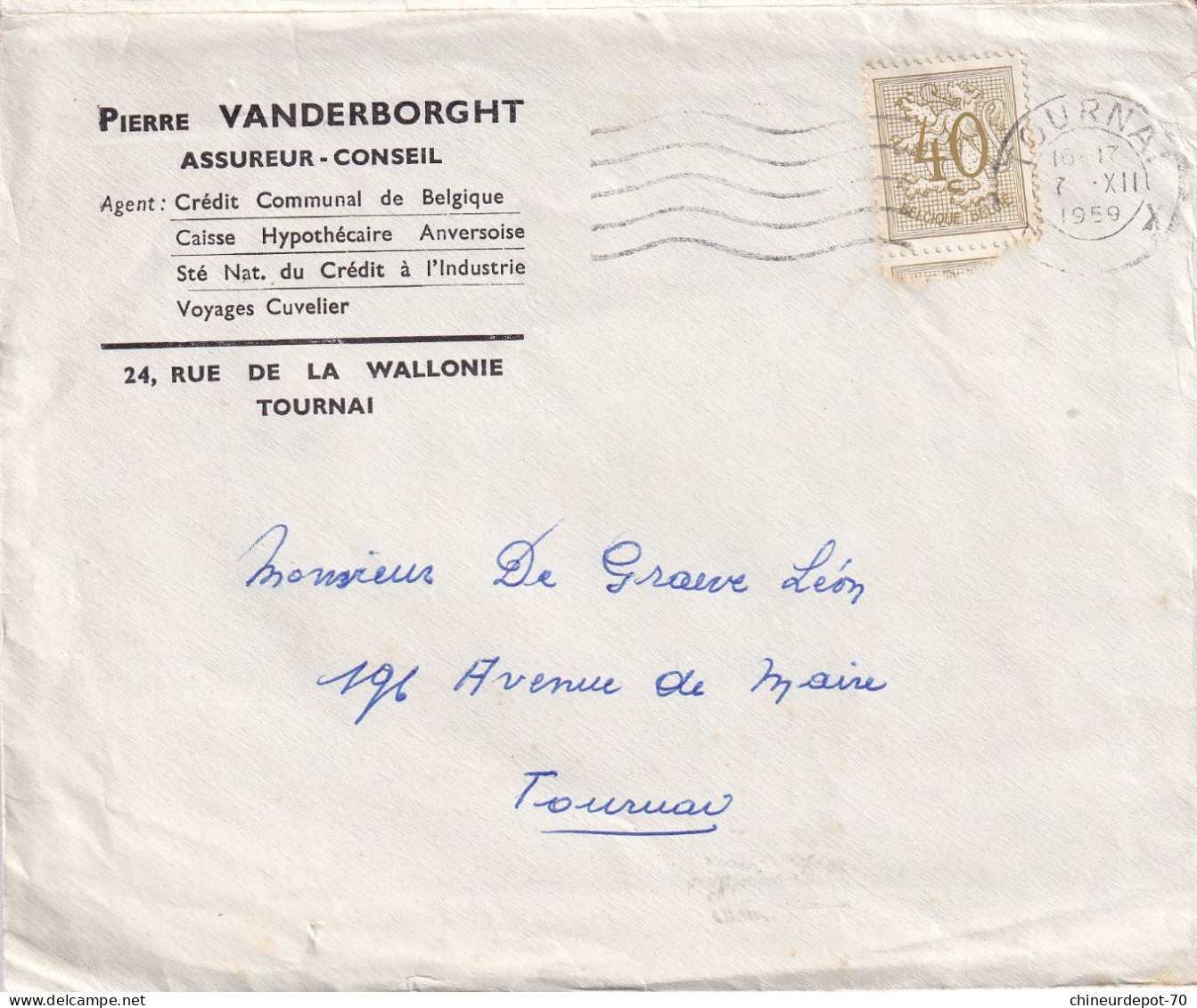 Pierre Vanderborght  Assureur- Conseil  Tournai - Enveloppes