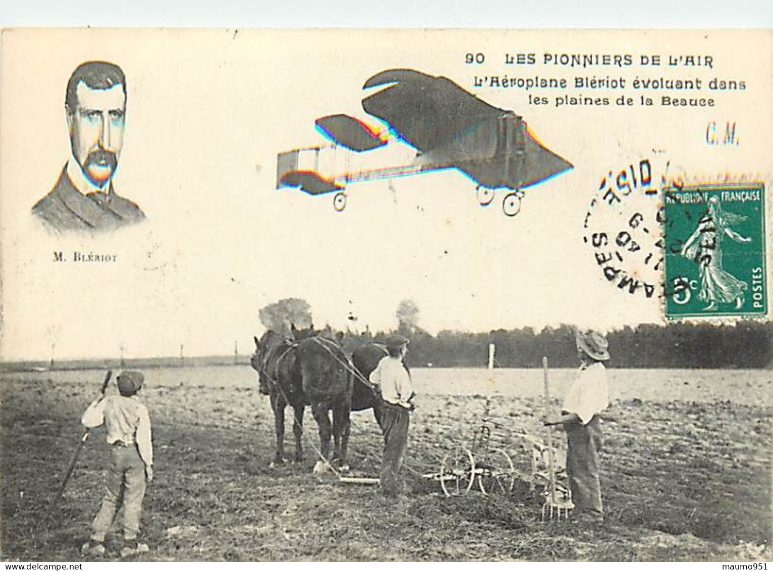 LES PIONNIERS DE L'AIR - BLERIOT EVOLUANT AU DESSUS DE LA BEAUCE - Autres & Non Classés