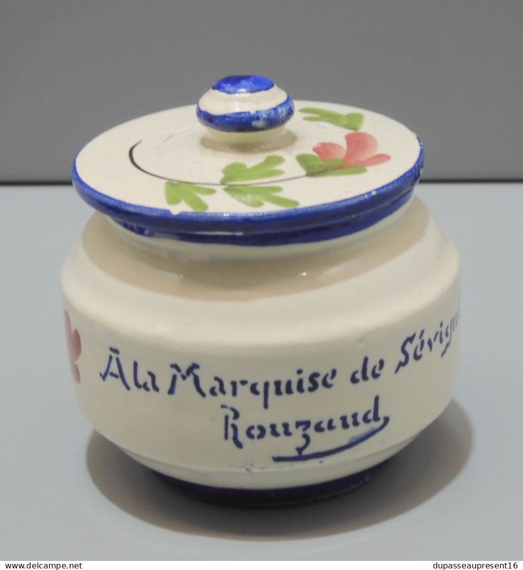 -2 PETITS POTS CONFITURE D'AUVERGNE A ROUZAUD 1 ASSIETTE MARQUISE de Sévigné        E