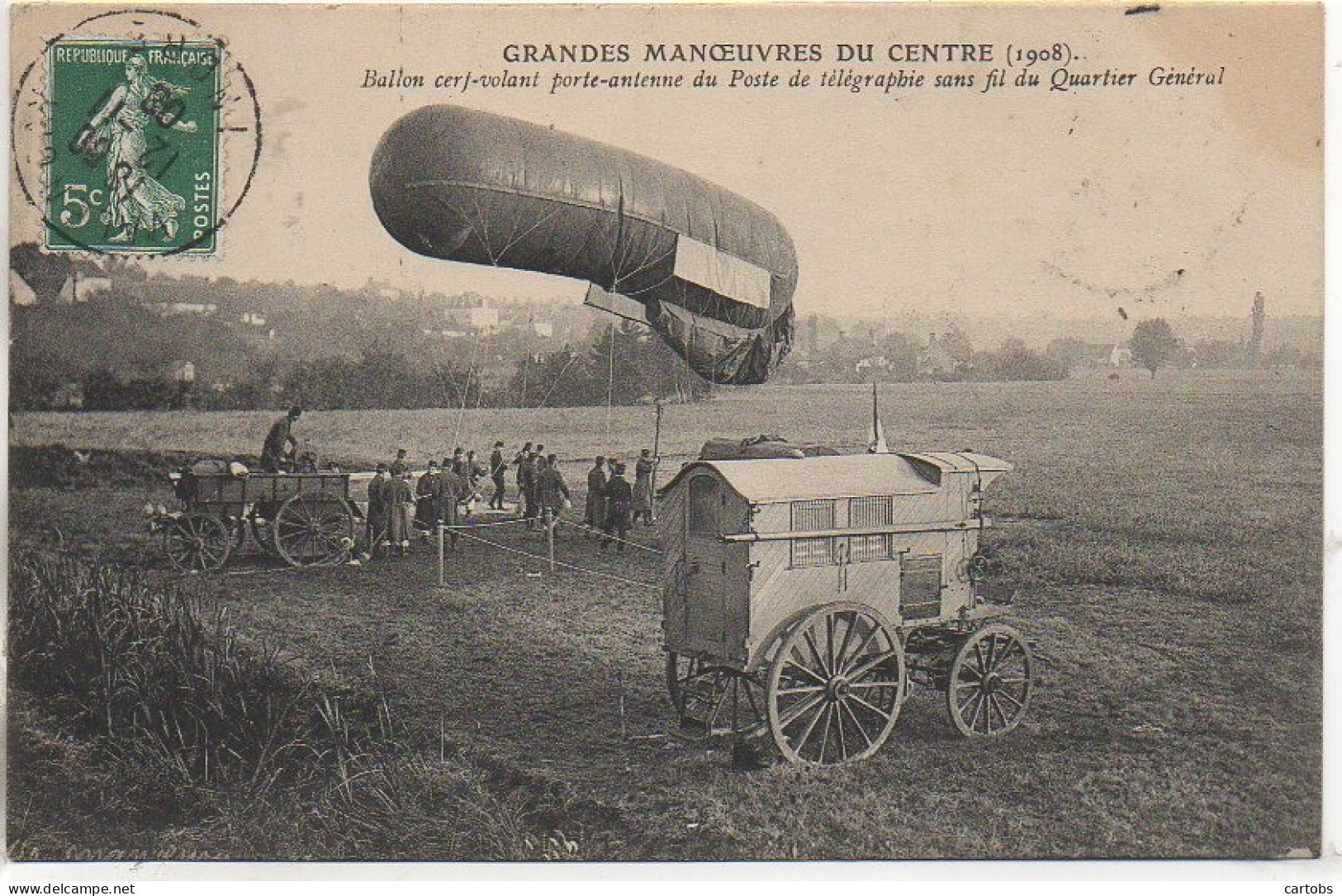 36 GRANDES MANOEUVRES Du CENTRE  Ballon Cerf-volant Morte-antenne Du Poste De Télégraphie Sans Fil - Other & Unclassified
