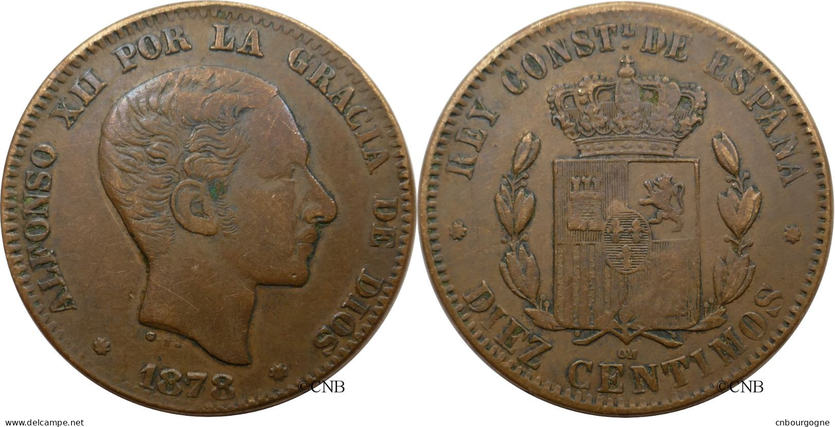 Espagne - Royaume - Alphonse XII - 10 Centimos 1878 OM Faux D'époque - TTB/XF40 - Mon5354 - Eerste Muntslagen