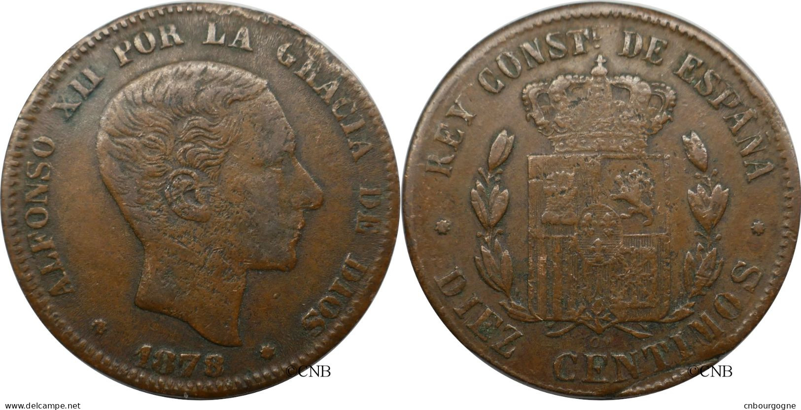 Espagne - Royaume - Alphonse XII - 10 Centimos 1878 OM Faux D'époque - TTB/XF40 - Mon6503 - First Minting