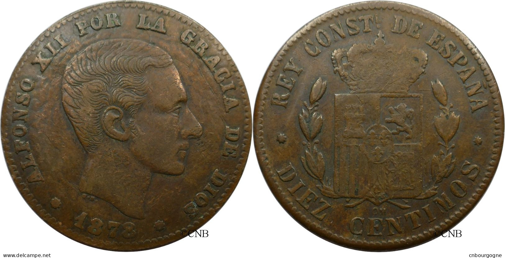 Espagne - Royaume - Alphonse XII - 10 Centimos 1878 OM Faux D'époque - TTB/XF45 - Mon5355 - First Minting