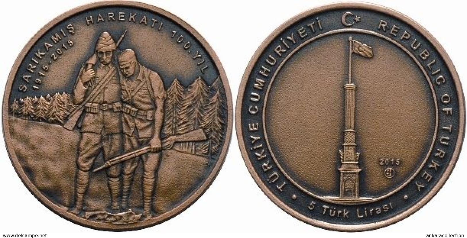 AC - 100th YEAR OF SARIKAMIS OPERATION BATTLE OF SARIKAMISH COMMEMORATIVE BRONZE COIN TURKEY 2015 PROOF UNCIRCULATED - Türkei