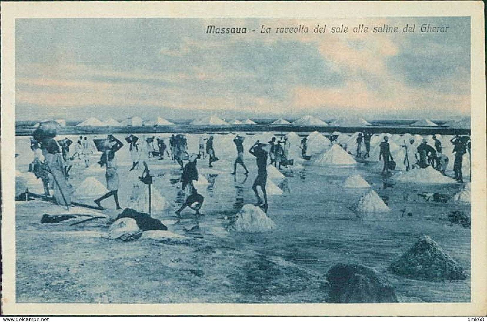 AFRICA - ERITREA - MASSAWA / MASSAUA - LA RACCOLTA DEL SALE ALLE SALINE DEL GHERAR - ED. FIORETTI 1920s (12539) - Erythrée