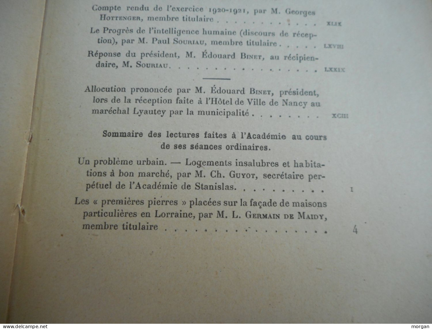 LORRAINE - 1920 / 1921 - MEMOIRES DE L'ACADEMIE DE STANISLAS, SOMMAIRE EN IMAGES, - Lorraine - Vosges