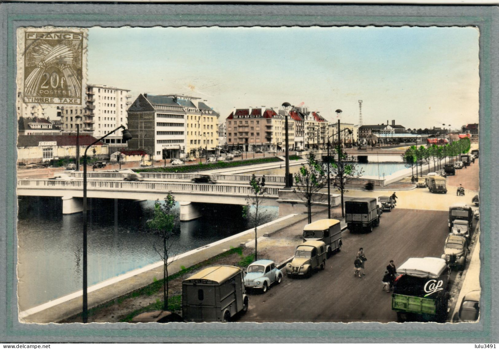 CPSM Dentelée (14) CAEN - Le Long Des Quais: Renault 4 CV, Citroën Tube 1000 Kilo Et 2 CV Camionnette En 1951 -colorisée - Caen