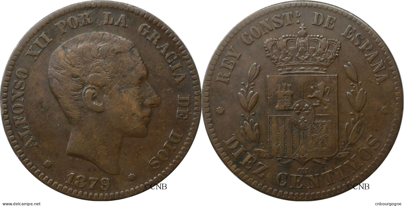 Espagne - Royaume - Alphonse XII - 10 Centimos 1879 OM - TTB/XF40 - Mon6343 - Eerste Muntslagen
