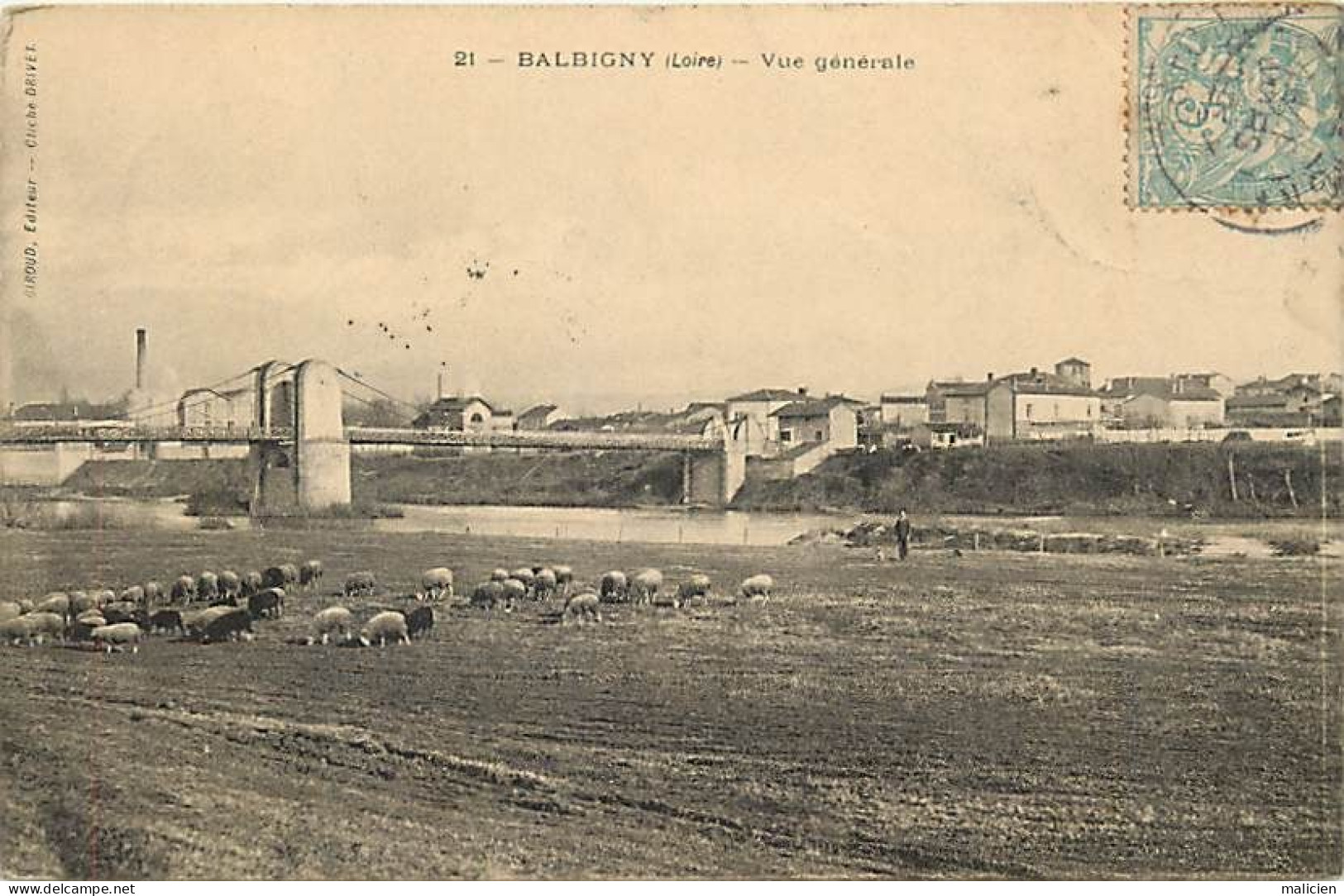 - Loire -ref-B561- Balbigny - Vue Generale - Pont - Troupeau De Moutons - - Other & Unclassified