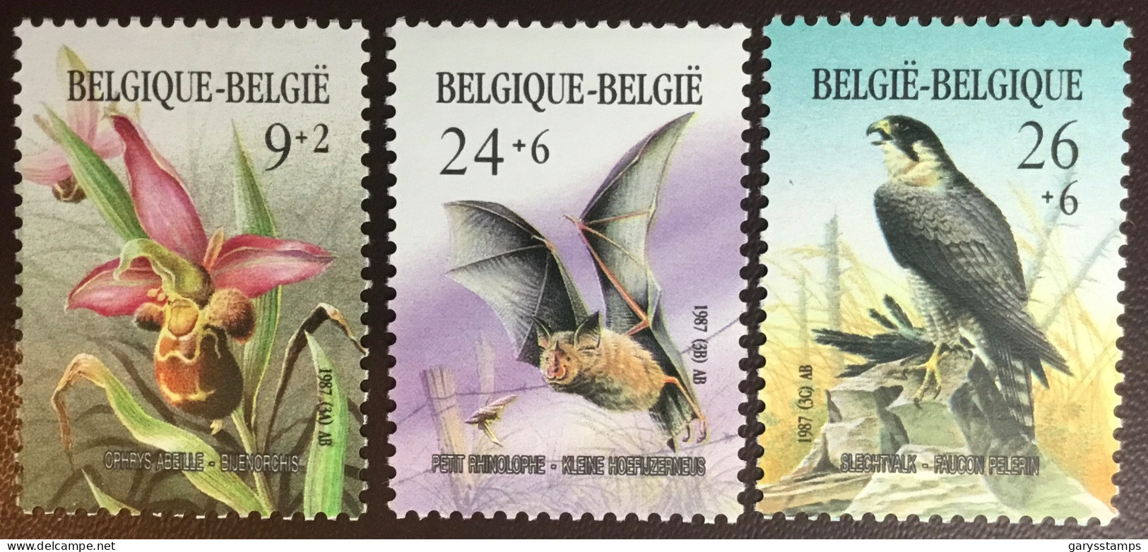 Belgium 1987 Flora & Fauna Orchids Bats Birds MNH - Otros & Sin Clasificación