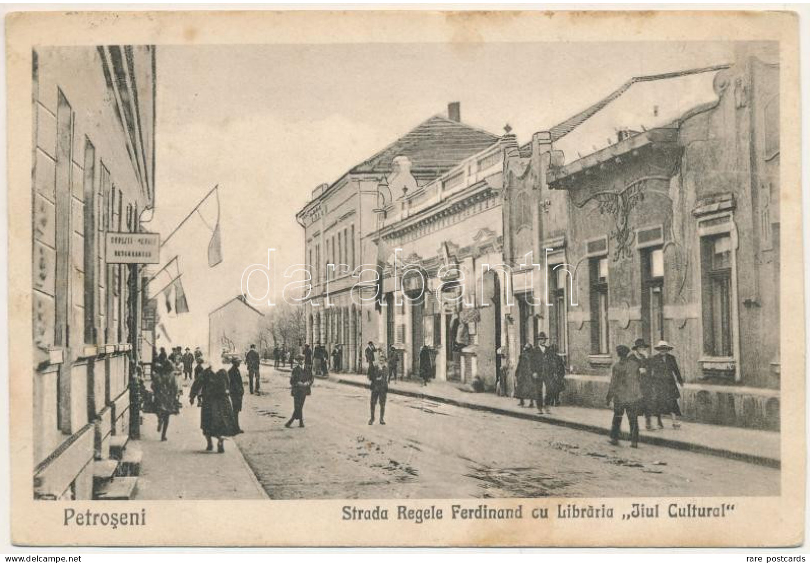 Petrosani 1924 - Strada Regele Ferdinand Cu Libraria Jiul Cultural - Rumania