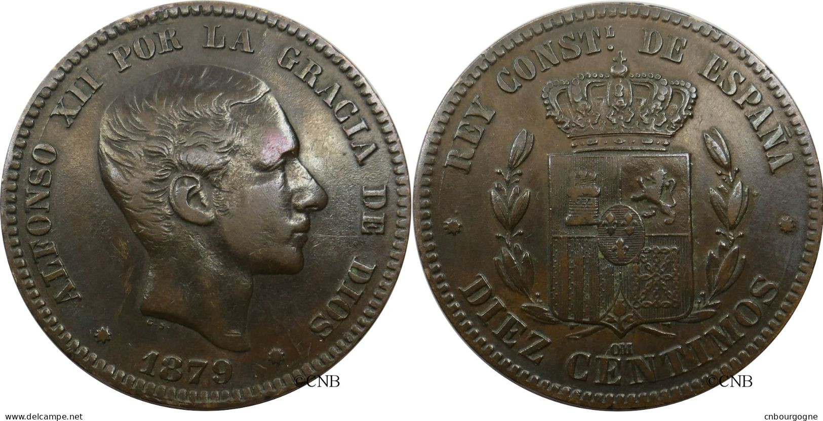 Espagne - Royaume - Alphonse XII - 10 Centimos 1879 OM - TTB/XF45 - Mon5789 - Premières Frappes