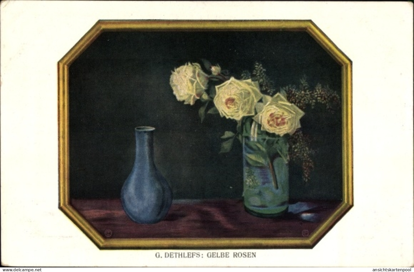 Artiste CPA Dethlefs, G., Gelbe Rosen In Einer Vase - Sonstige & Ohne Zuordnung