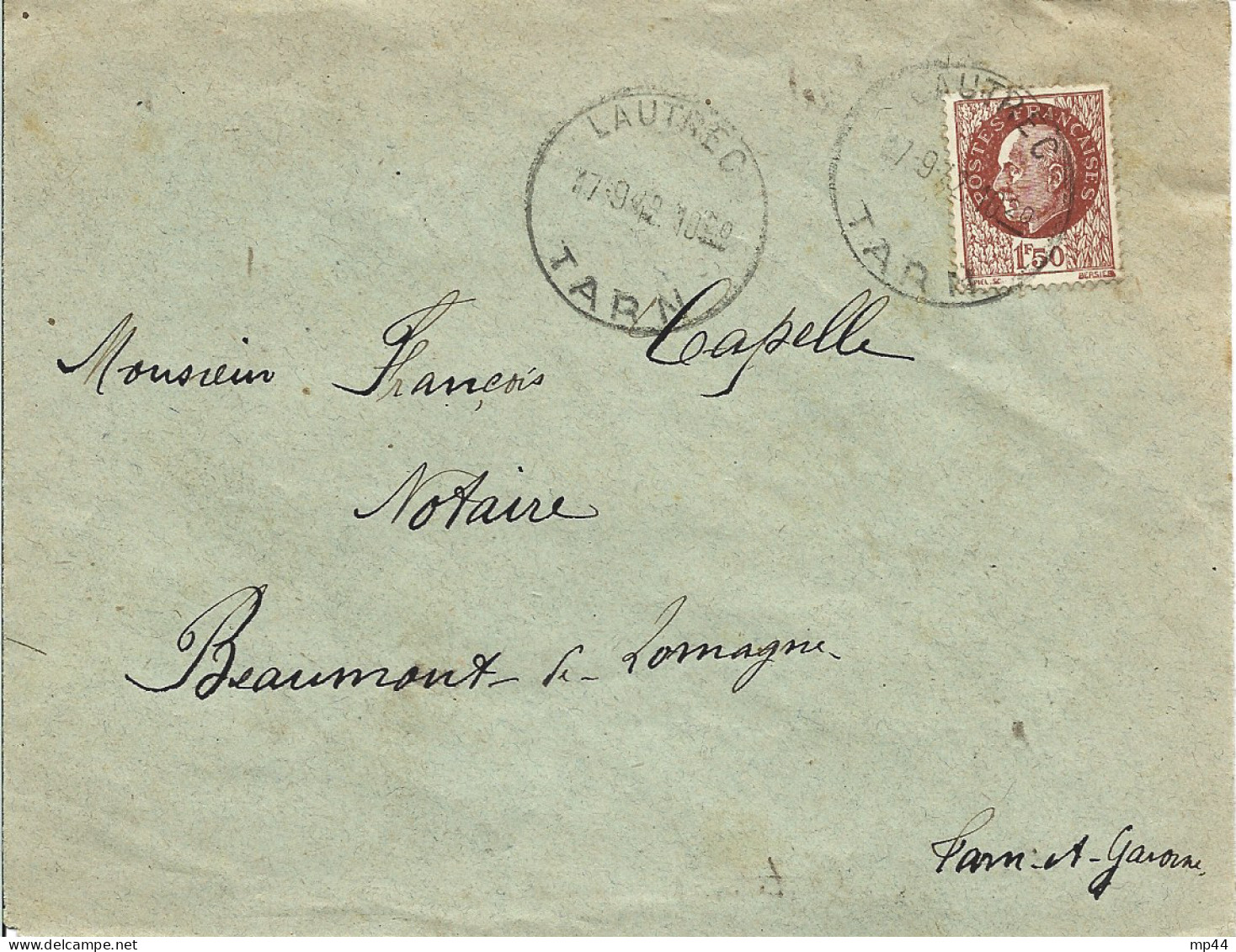 27L14 --- 81 LAUTREC A5 Horoplan Pétain - Handstempel